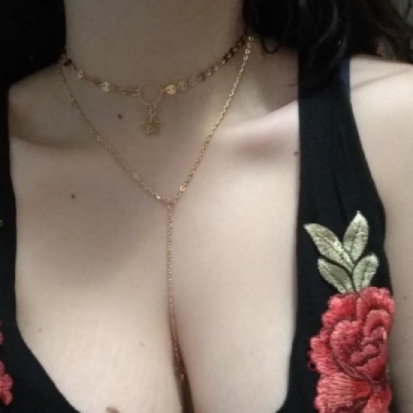 Sexy 2 Layer Choker and Drop Necklace - Picture 2 of 8